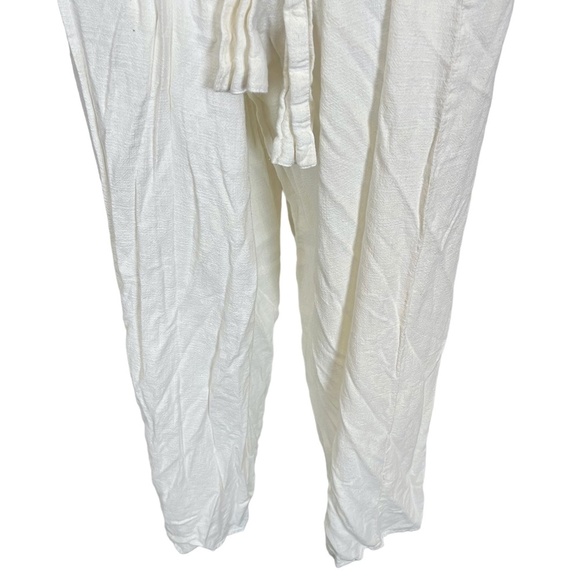 Asos Design Women's White Deep V-Neck Flax Jumpsuit Wide Leg Open Back Pants  8 - Picture 14 of 16